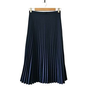 J. Crew Elegant Navy Pleated Skirt